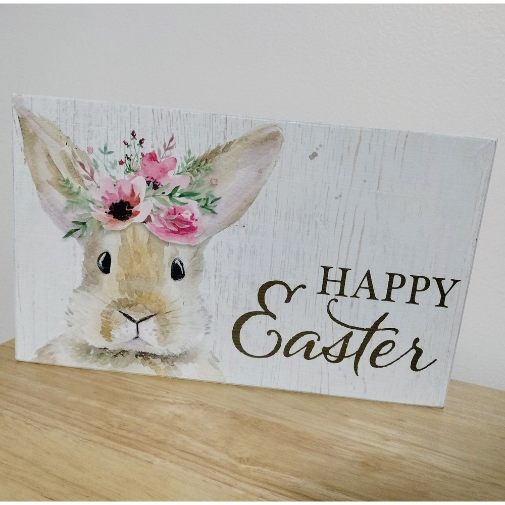 Happy Easter Bunny Rabbit Wood Wall Decor